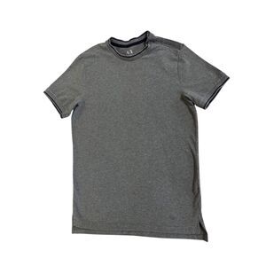Armani Exchange AX Gray Stretch Tee Shoulder Zipper Logo Crew Neck Shirt Mens XS